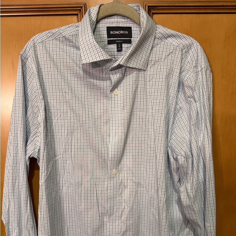 Bonobos Light Blue Checkered Dress Shirt